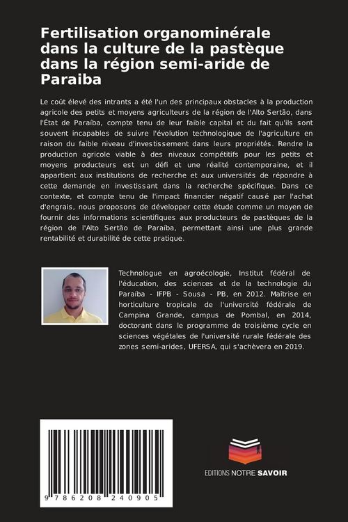 Produktbild: Fertilisation organomin&eacute;rale dans la culture de la past&egrave;que dans la r&eacute;gion semi-aride de Paraiba