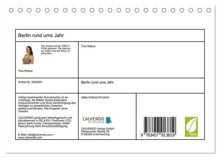 Produktbild: Berlin rund ums Jahr (Tischkalender 2026 DIN A5 quer), CALVENDO Monatskalender