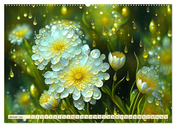 Produktbild: Lieblingsblumen mit goldenen Akzenten (hochwertiger Premium Wandkalender 2026 DIN A2 quer), Kunstdruck in Hochglanz
