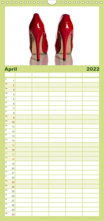 Produktbild: Familienplaner Farbenfrohe High Heels (Wandkalender 2022 , 21 cm x 45 cm, hoch)