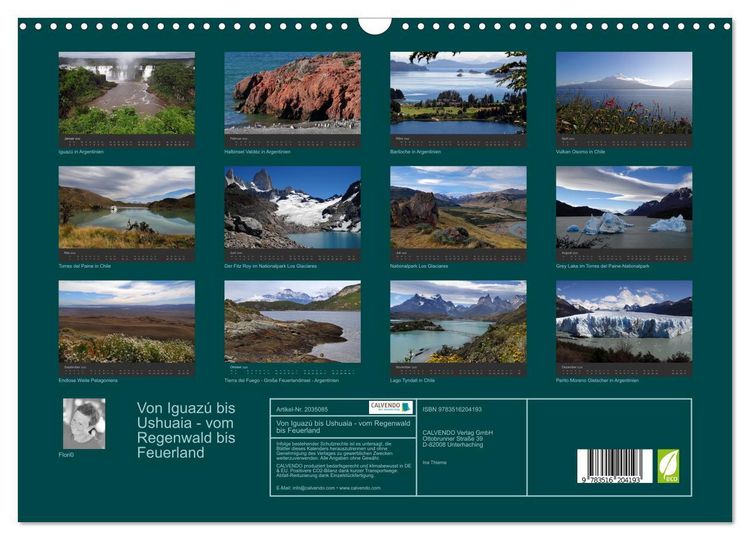 Produktbild: Von Iguaz&uacute; bis Ushuaia - vom Regenwald bis Feuerland (Wandkalender 2026 DIN A3 quer), CALVENDO Monatskalender