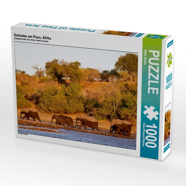 Produktbild: CALVENDO Puzzle Elefanten am Fluss, Afrika | 1000 Teile Lege-Gr&ouml;&szlig;e 64x48cm Foto-Puzzle f&uuml;r gl&uuml;ckliche Stunden