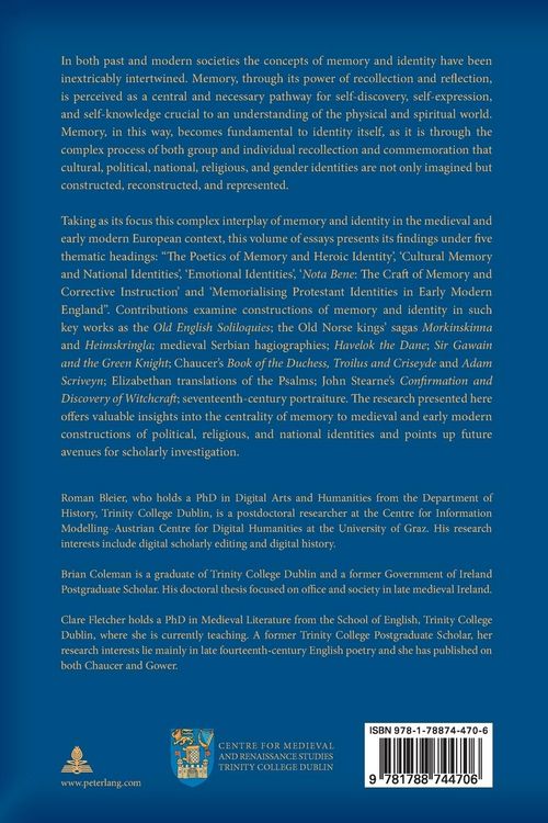 Produktbild: Memory and Identity in the Medieval and Early Modern World