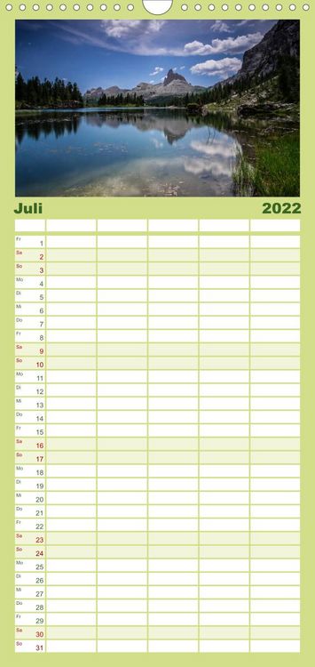 Produktbild: Familienplaner Meine Sicht der Alpen (Wandkalender 2022 , 21 cm x 45 cm, hoch)