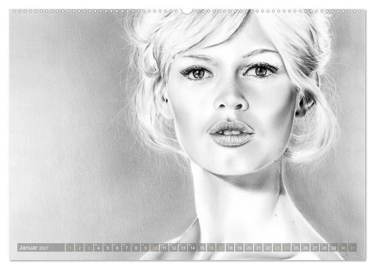 Produktbild: Hollywood Ikonen in Bleistift (Wandkalender 2027 DIN A2 quer), CALVENDO Monatskalender