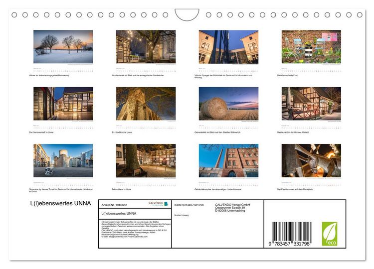 Produktbild: L(i)ebenswertes UNNA (Wandkalender 2026 DIN A4 quer), CALVENDO Monatskalender