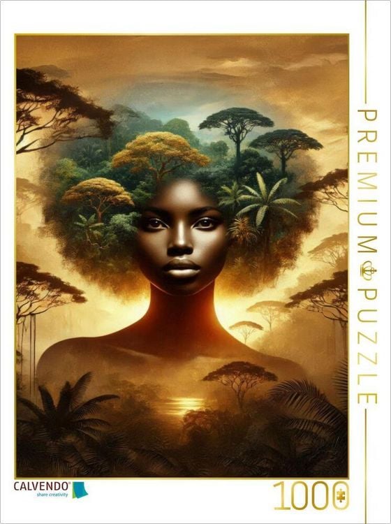 Produktbild: CALVENDO Puzzle Doppelbelichtung einer afrikanischen Frau in der Savanne | 1000 Teile Lege-Gr&ouml;&szlig;e 64x48cm Foto-Puzzle f&uuml;r gl&uuml;ckliche Stunden