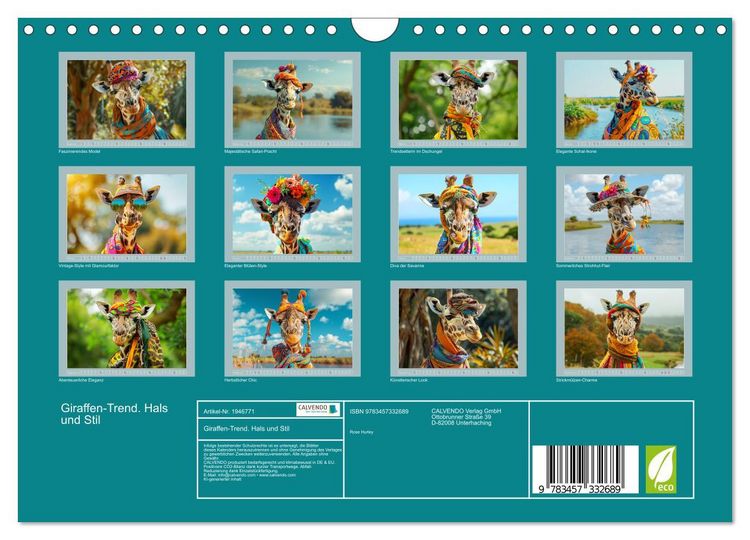 Produktbild: Giraffen-Trend. Hals und Stil (Wandkalender 2026 DIN A4 quer), CALVENDO Monatskalender
