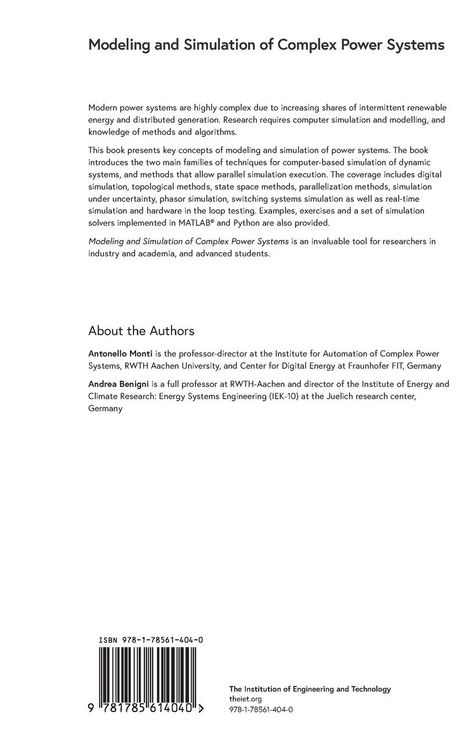 Produktbild: Modeling and Simulation of Complex Power Systems