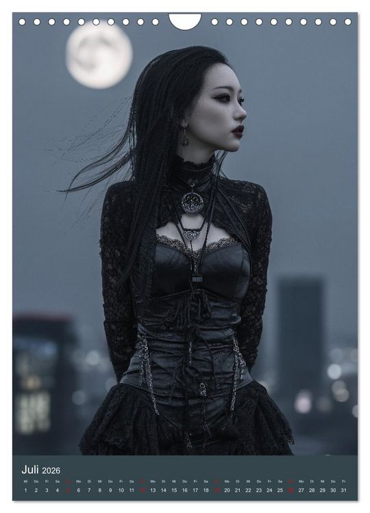 Produktbild: Gothic Girls - d&uuml;stere Frauen in schwarzer Gothic-Kleidung (Wandkalender 2026 DIN A4 hoch), CALVENDO Monatskalender