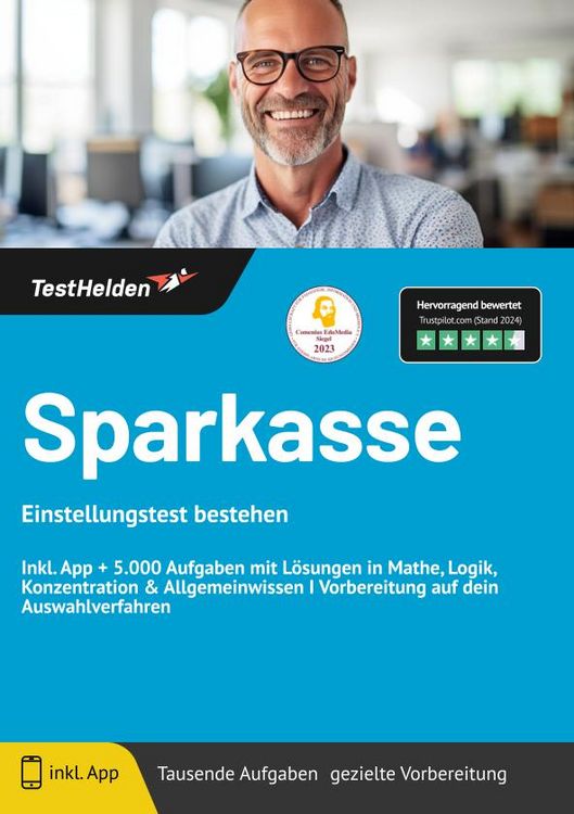 Produktbild: Sparkasse: Einstellungstest bestehen - Inkl. App + 5.000 Aufgaben mit L&ouml;sungen i
