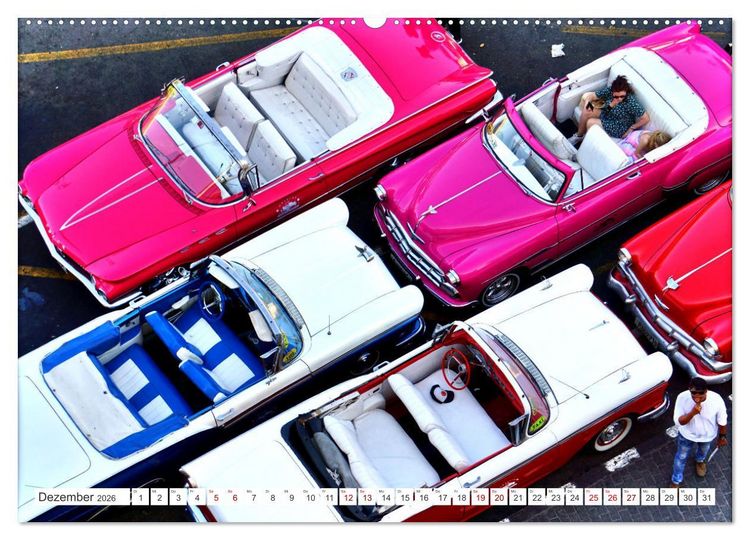 Produktbild: Vogel-Perspektive - Oldtimer in Havanna (hochwertiger Premium Wandkalender 2026 DIN A2 quer), Kunstdruck in Hochglanz