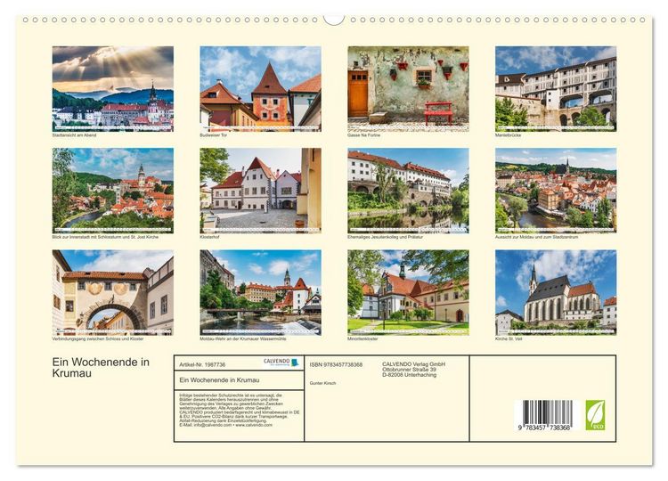Produktbild: Ein Wochenende in Krumau (hochwertiger Premium Wandkalender 2026 DIN A2 quer), Kunstdruck in Hochglanz