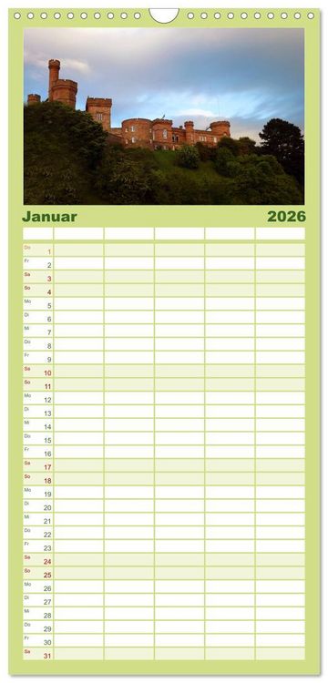 Produktbild: Familienplaner 2026 - Schottlands Burgen und Ruinen mit 5 Spalten (Wandkalender, 21 x 45 cm) CALVENDO