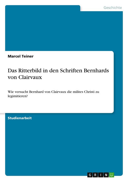 Produktbild: Das Ritterbild in den Schriften Bernhards von Clairvaux