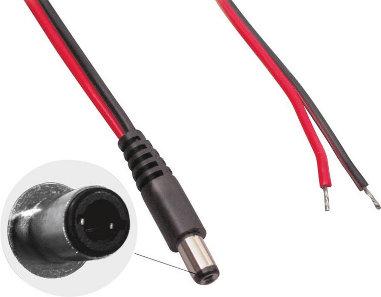 Produktbild: BKL Electronic 075827 Niedervolt-Anschlusskabel Niedervolt-Stecker - offene Kabelenden 5.50 mm 2.50 mm 2.00 m 1 St.