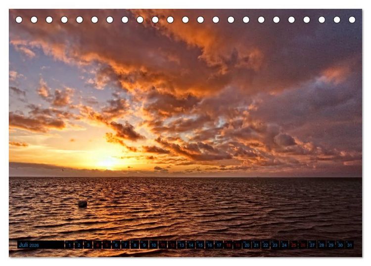 Produktbild: Sonnenunterg&auml;nge, an der Nordseek&uuml;ste vor Cuxhaven (Tischkalender 2026 DIN A5 quer), CALVENDO Monatskalender
