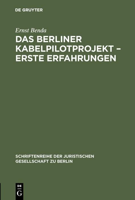 Produktbild: Das Berliner Kabelpilotprojekt - erste Erfahrungen