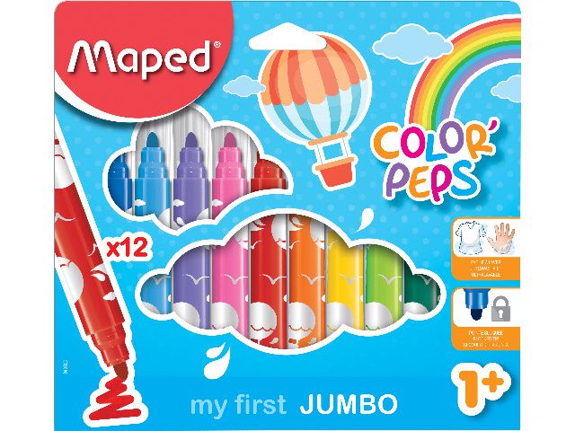 Produktbild: Maped Fasermaler Color'Peps Jumbo 12 St&uuml;ck Kartonetui