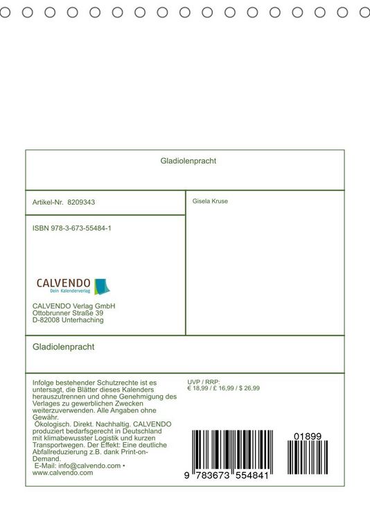 Produktbild: Gladiolenpracht (Tischkalender 2022 DIN A5 hoch)