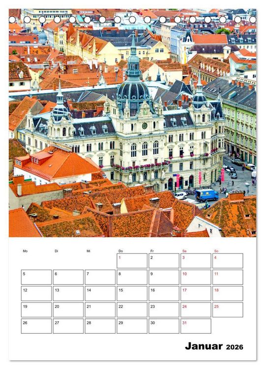 Produktbild: Graz - faszinierende Stadt (Tischkalender 2026 DIN A5 hoch), CALVENDO Monatskalender