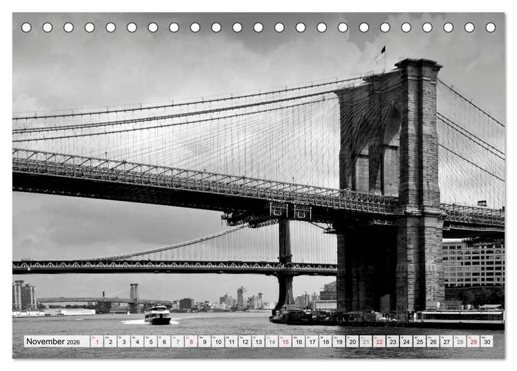 Produktbild: BROOKLYN BRIDGE Das Wahrzeichen von New York City (Tischkalender 2026 DIN A5 quer), CALVENDO Monatskalender