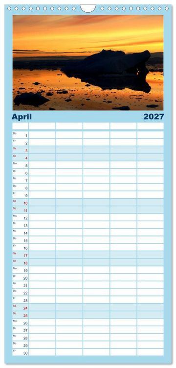 Produktbild: Familienplaner 2027 - EISIGE GIGANTEN in der DISKOBUCHT mit 5 Spalten (Wandkalender, 21 x 45 cm) CALVENDO