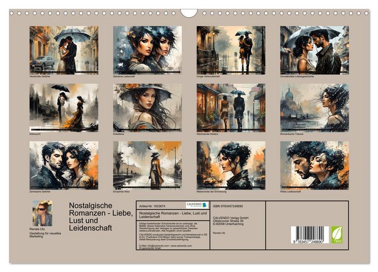 Produktbild: Nostalgische Romanzen - Liebe, Lust und Leidenschaft (Wandkalender 2026 DIN A3 quer), CALVENDO Monatskalender