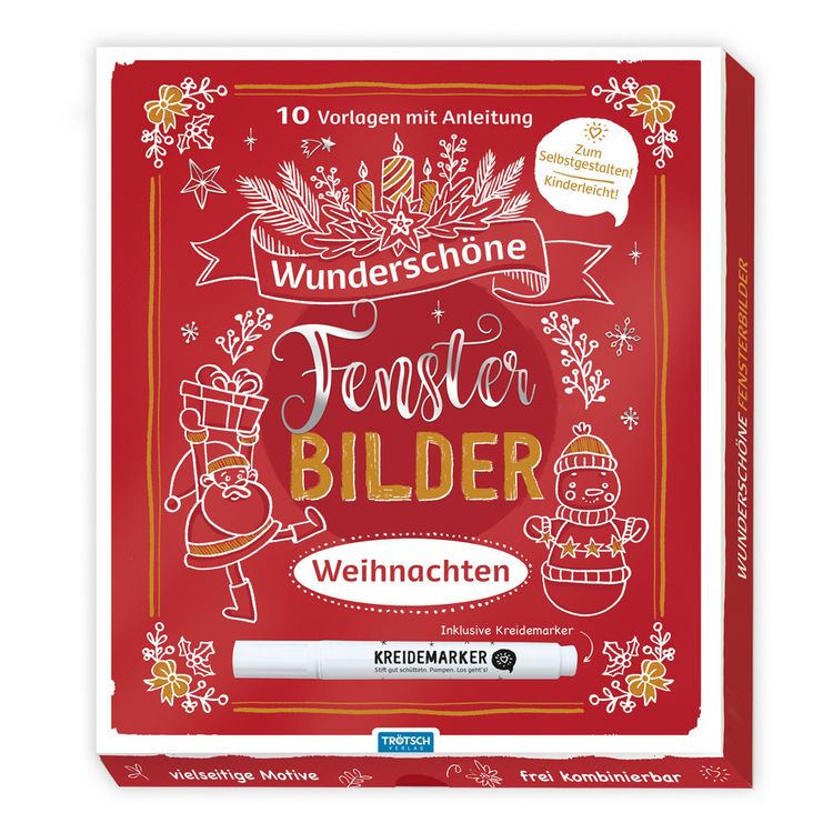 Produktbild: Tr&ouml;tsch Wundersch&ouml;ne Fensterbilder mit Kreidemarker Mappe mit Vorlagen und Kreidemarker Weihnachten