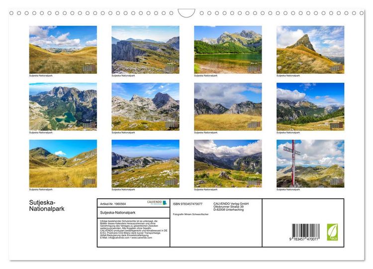 Produktbild: Sutjeska-Nationalpark (Wandkalender 2026 DIN A3 quer), CALVENDO Monatskalender