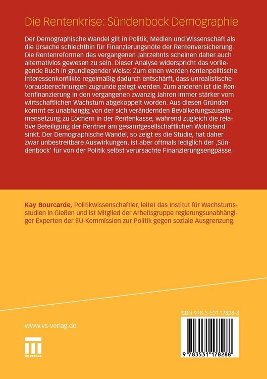 Produktbild: Die Rentenkrise: S&uuml;ndenbock Demographie