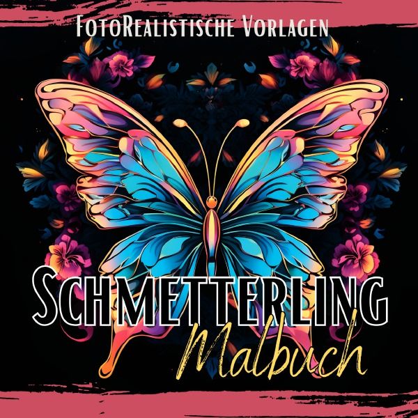 Produktbild: Black Midnight- Animals / Schmetterling Malbuch &bdquo;Fotorealistisch&ldquo;.