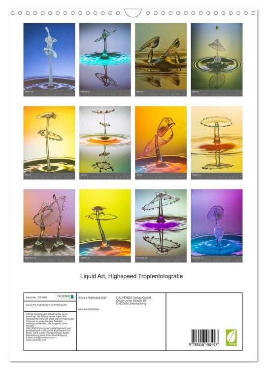 Produktbild: Liquid Art, Highspeed Tropfenfotografie (Wandkalender 2026 DIN A3 hoch), CALVENDO Monatskalender