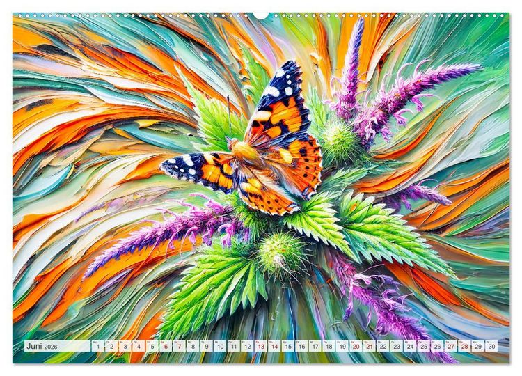 Produktbild: Schmetterlinge und ihre Blumenfreunde in lebhaften Farben (hochwertiger Premium Wandkalender 2026 DIN A2 quer), Kunstdruck in Hochglanz