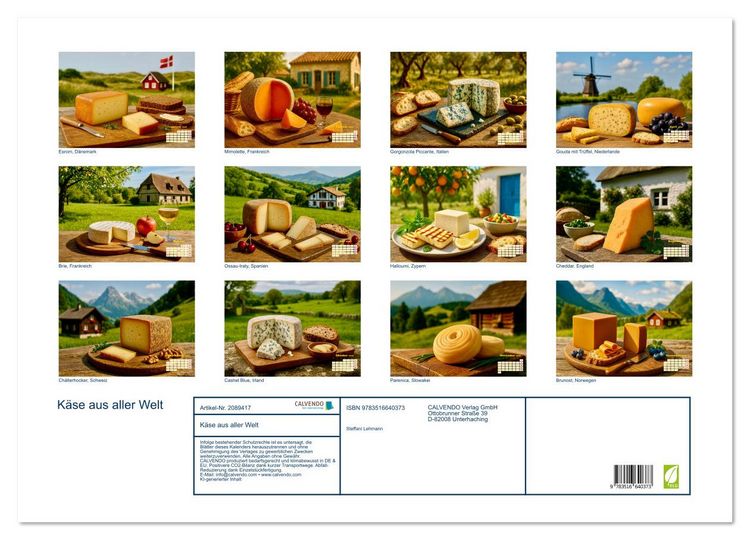 Produktbild: K&auml;se aus aller Welt (Wandkalender 2026 DIN A2 quer), CALVENDO Monatskalender