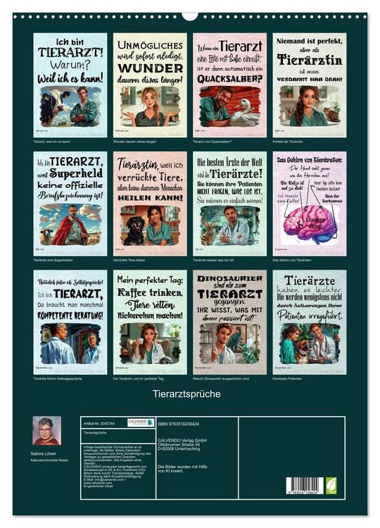 Produktbild: Tierarztspr&uuml;che (Wandkalender 2026 DIN A2 hoch), CALVENDO Monatskalender