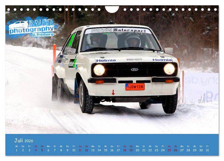 Produktbild: WRC Schweden White Open 2026 (Wandkalender 2026 DIN A4 quer), CALVENDO Monatskalender