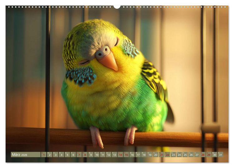 Produktbild: Im Wellensittich Wunderland (Wandkalender 2026 DIN A2 quer), CALVENDO Monatskalender