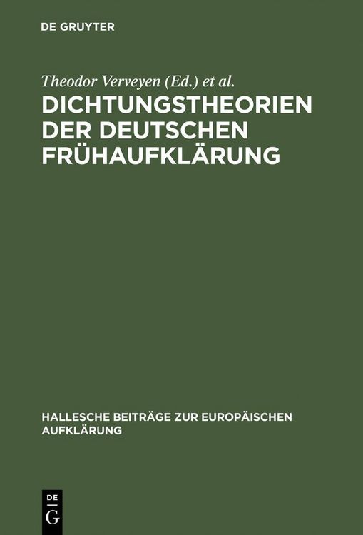 Produktbild: Dichtungstheorien der deutschen Fr&uuml;haufkl&auml;rung