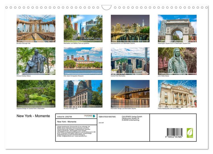 Produktbild: New York - Momente (Wandkalender 2026 DIN A3 quer), CALVENDO Monatskalender