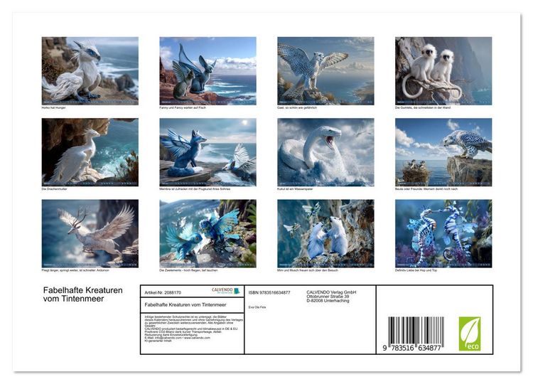 Produktbild: Fabelhafte Kreaturen vom Tintenmeer (Wandkalender 2026 DIN A4 quer), CALVENDO Monatskalender