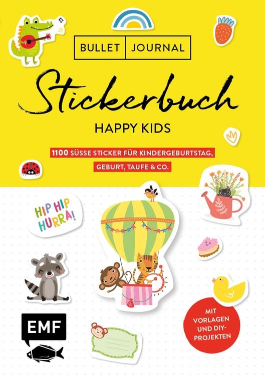 Produktbild: Bullet Journal – Stickerbuch Happy Kids: 1100 süße Sticker für Kindergeburtstag, Geburt, Taufe & Co.