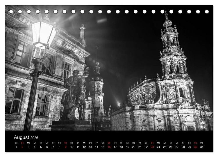 Produktbild: Dresden - Elbflorenz bei Nacht (Tischkalender 2026 DIN A5 quer), CALVENDO Monatskalender