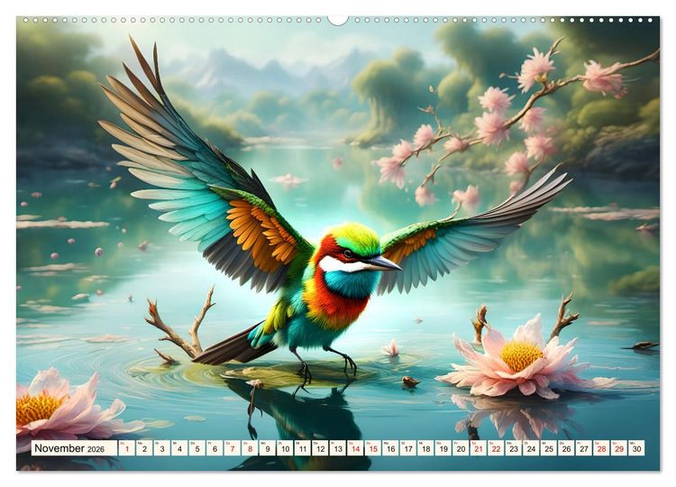 Produktbild: Federleichte Freunde (hochwertiger Premium Wandkalender 2026 DIN A2 quer), Kunstdruck in Hochglanz
