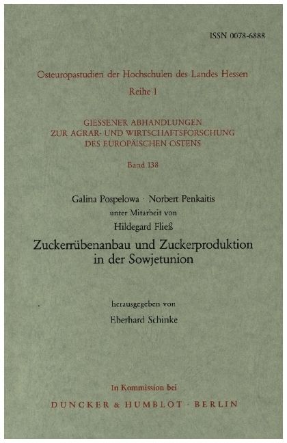Produktbild: Zuckerr&uuml;benanbau und Zuckerproduktion in der Sowjetunion.