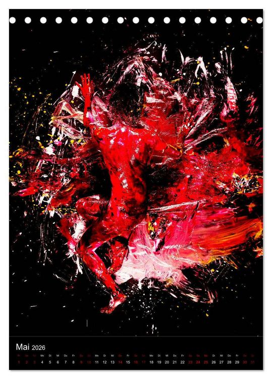 Produktbild: Farbakte - Action Paintings (Tischkalender 2026 DIN A5 hoch), CALVENDO Monatskalender