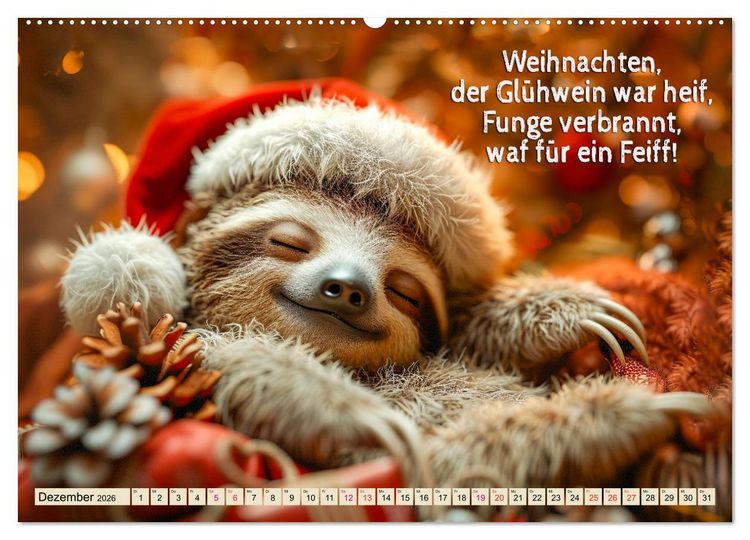 Produktbild: Faultier - Albtraum Sport (hochwertiger Premium Wandkalender 2026 DIN A2 quer), Kunstdruck in Hochglanz