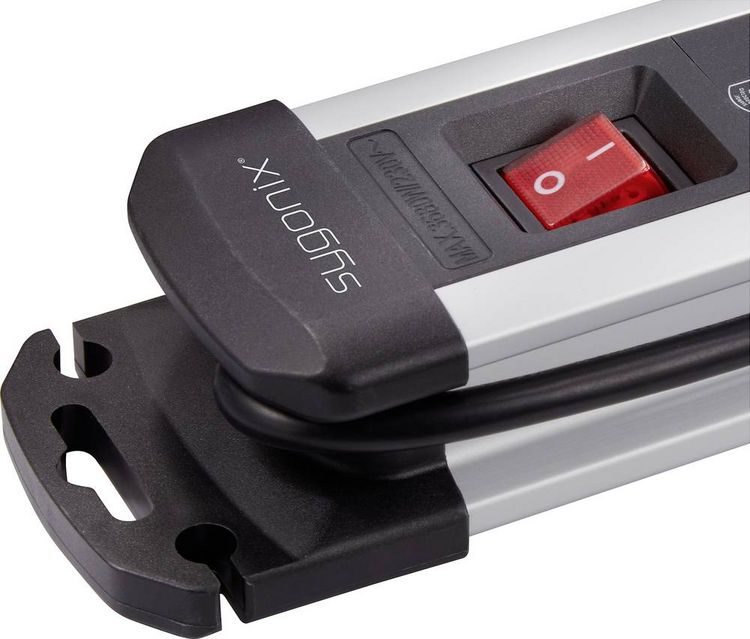 Produktbild: Sygonix SY-4755612 &Uuml;berspannungsschutz-Steckdosenleiste 6fach Silber, Schwarz Schutzkontakt 1 St.