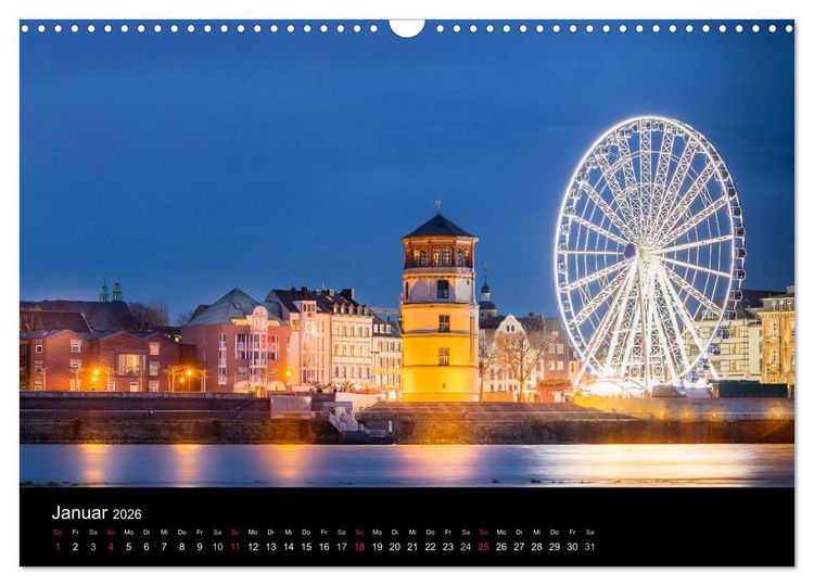 Produktbild: D&uuml;sseldorf bei Nacht (Wandkalender 2026 DIN A3 quer), CALVENDO Monatskalender