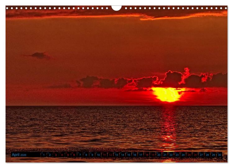 Produktbild: Sonnenunterg&auml;nge, an der Nordseek&uuml;ste vor Cuxhaven (Wandkalender 2026 DIN A3 quer), CALVENDO Monatskalender